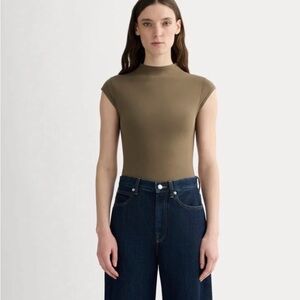 Everlane The Form Funnel Neck Brown Taupe Women's Bodysuit Thong Medium
